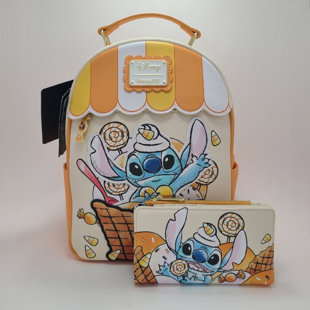 NWT Loungefly Disney Lilo & Stitch Candy Corn Sundae Stitch Backpack & Wallet